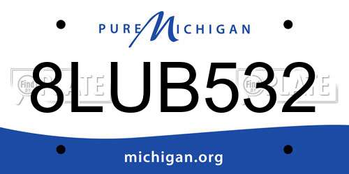 8LUB532 Michigan License Plate