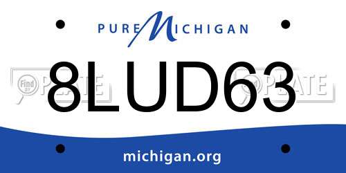 8LUD63 Michigan License Plate