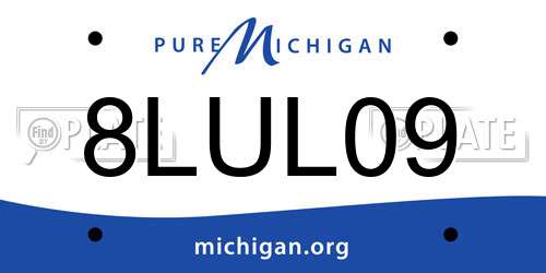8LUL09 Michigan License Plate