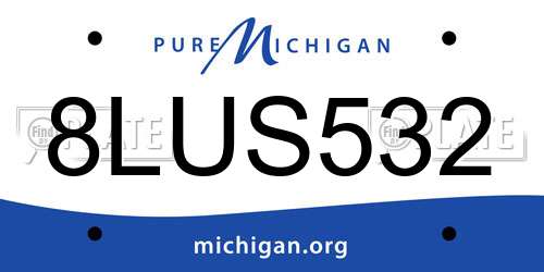 8LUS532 Michigan License Plate