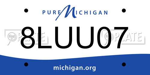 8LUU07 Michigan License Plate