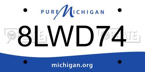 8LWD74 Michigan License Plate