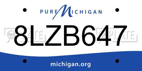 8LZB647 Michigan License Plate