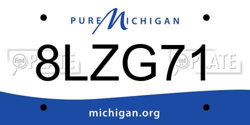 8LZG71 Michigan License Plate
