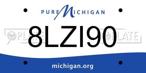 8LZI90 Michigan License Plate