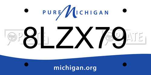 8LZX79 Michigan License Plate