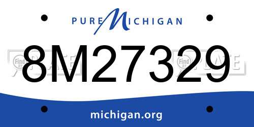 8M27329 Michigan License Plate