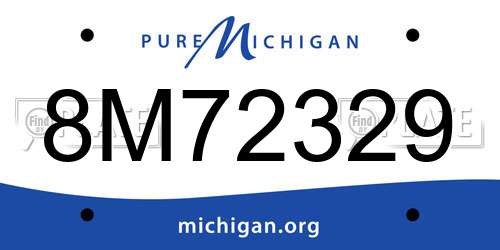 8M72329 Michigan License Plate