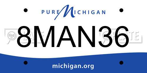 8MAN36 Michigan License Plate