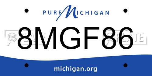 8MGF86 Michigan License Plate