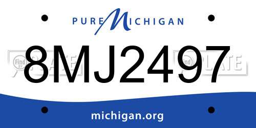 8MJ2497 Michigan License Plate