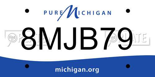 8MJB79 Michigan License Plate