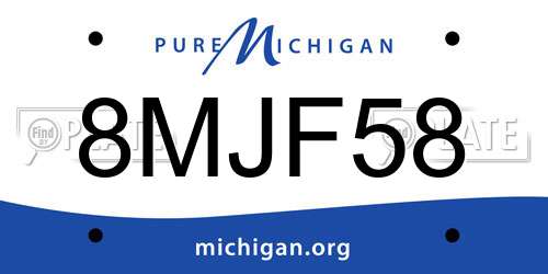 8MJF58 Michigan License Plate