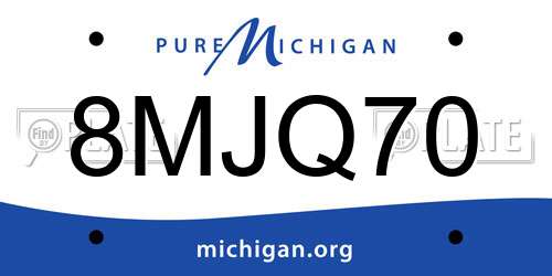 8MJQ70 Michigan License Plate