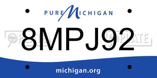8MPJ92 Michigan License Plate