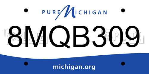 8MQB309 Michigan License Plate