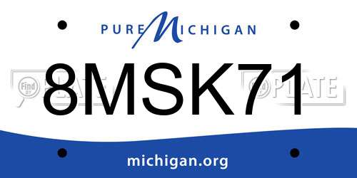 8MSK71 Michigan License Plate