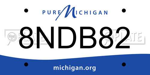 8NDB82 Michigan License Plate