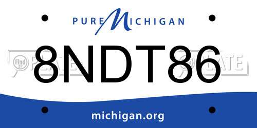 8NDT86 Michigan License Plate