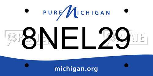 8NEL29 Michigan License Plate