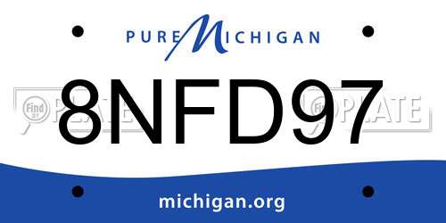 8NFD97 Michigan License Plate