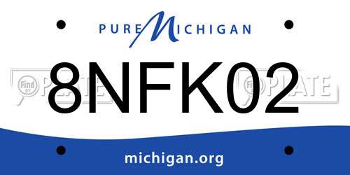 8NFK02 Michigan License Plate