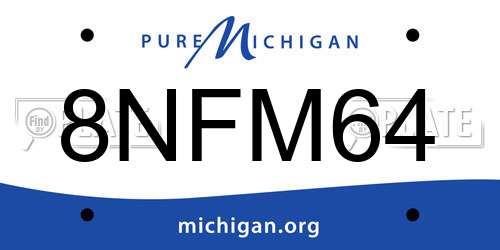 8NFM64 Michigan License Plate