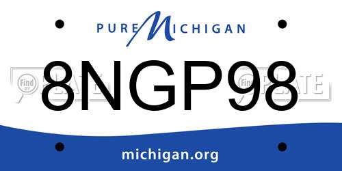 8NGP98 Michigan License Plate