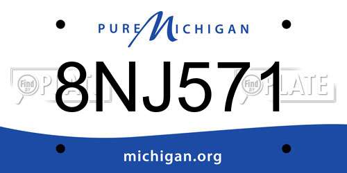 8NJ571 Michigan License Plate