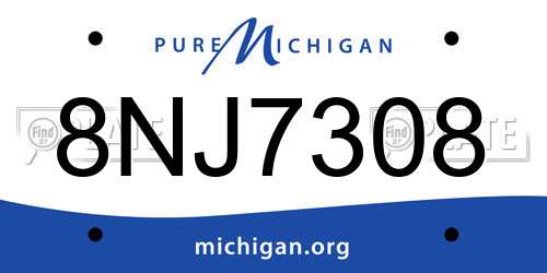8NJ7308 Michigan License Plate