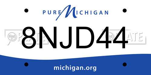 8NJD44 Michigan License Plate
