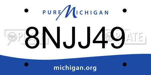 8NJJ49 Michigan License Plate