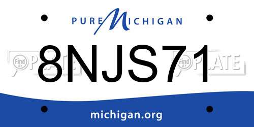 8NJS71 Michigan License Plate