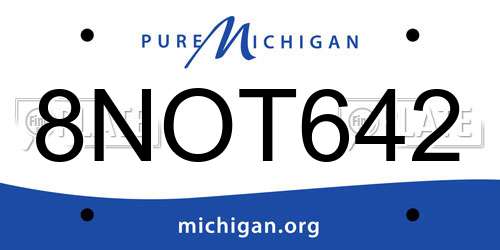 8NOT642 Michigan License Plate