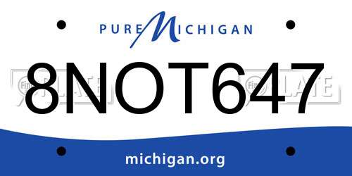 8NOT647 Michigan License Plate