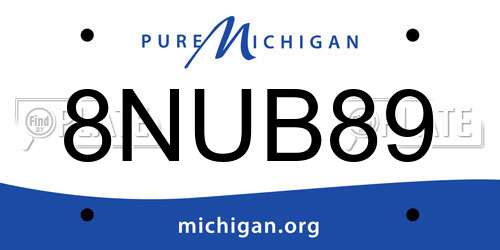 8NUB89 Michigan License Plate