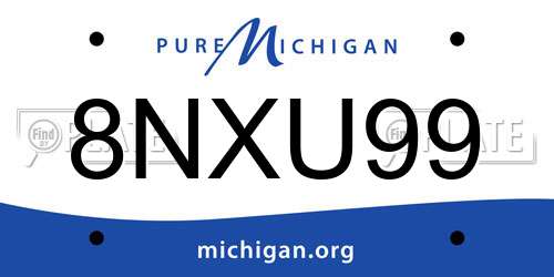 8NXU99 Michigan License Plate