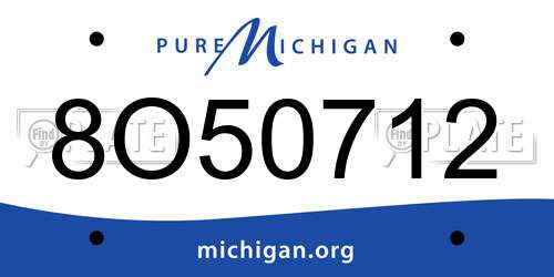 8O50712 Michigan License Plate