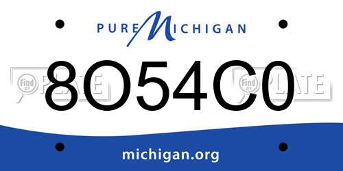 8O54C0 Michigan License Plate
