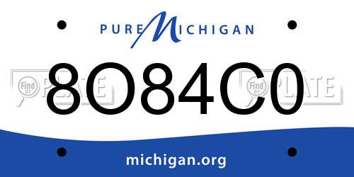 8O84C0 Michigan License Plate