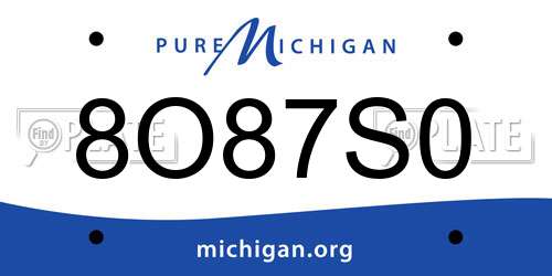 8O87S0 Michigan License Plate
