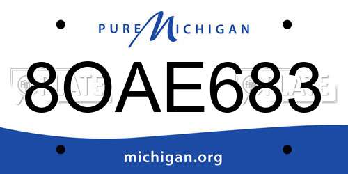 8OAE683 Michigan License Plate