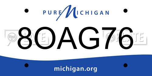 8OAG76 Michigan License Plate
