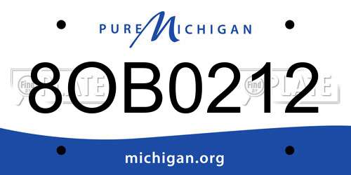 8OB0212 Michigan License Plate