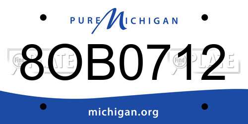 8OB0712 Michigan License Plate