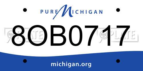 8OB0717 Michigan License Plate