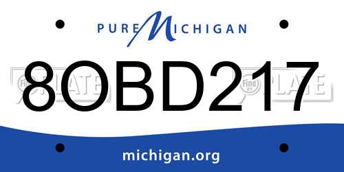 8OBD217 Michigan License Plate
