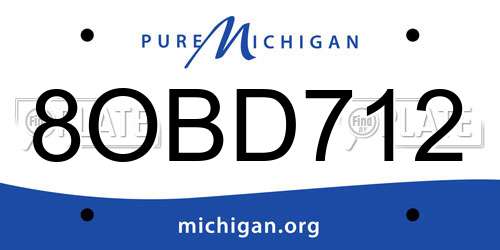 8OBD712 Michigan License Plate