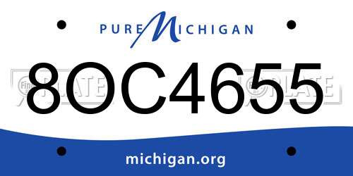 8OC4655 Michigan License Plate
