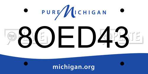 8OED43 Michigan License Plate